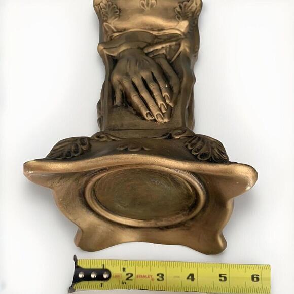 Vintage Ceramic Praying Hands Vase Gold Signature Hand Made Painted 1974 Decor - Picture 9 of 11